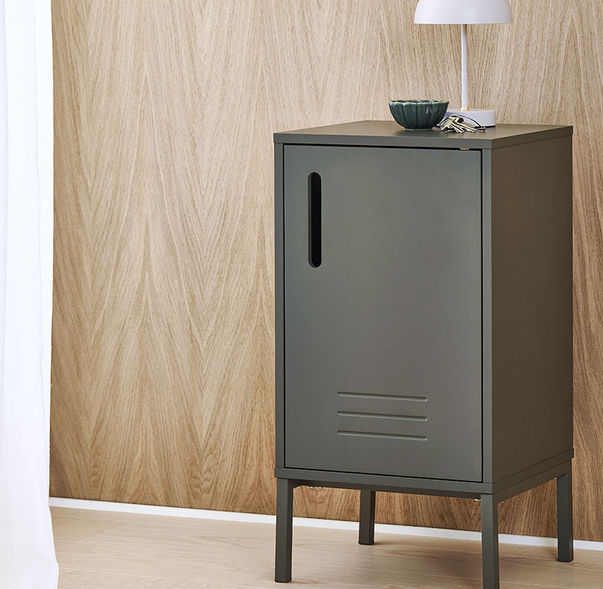 GIVE dulap mic în verde măsliniu Dulap mic de mobilier în verde măsliniu cu lampă cu baterie