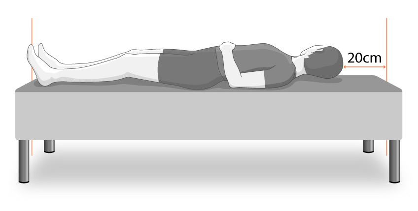 Illustration of bed length with man lying on a bed