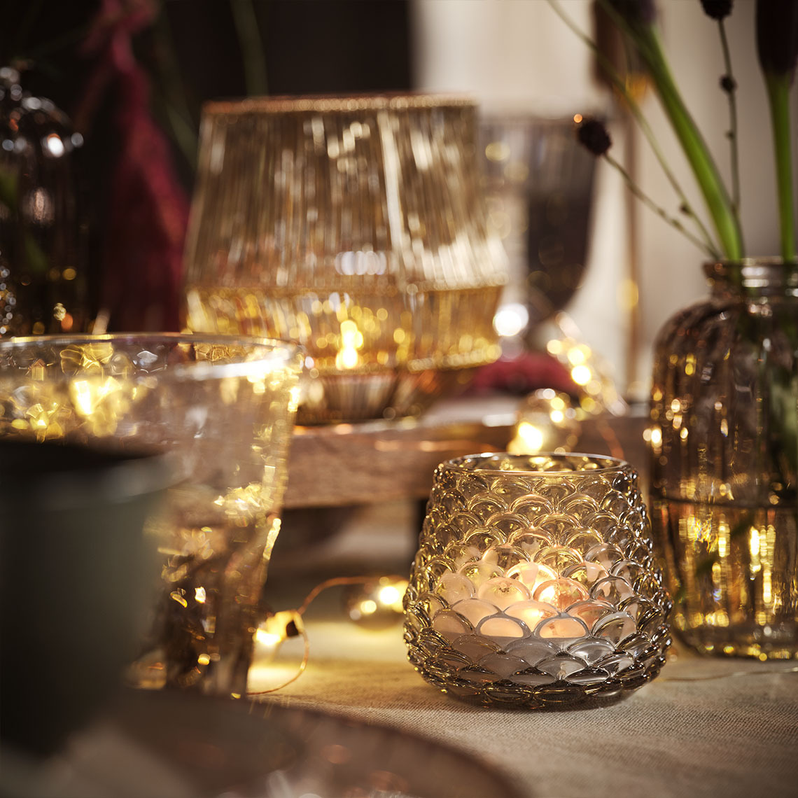 BIFROST suport de lumânare Masă iluminată de lumânări în suporturi de lumânări și luminițe de Crăciun